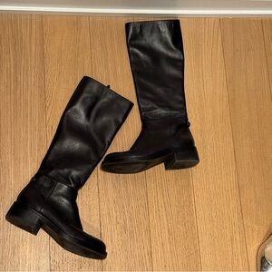 Sam Edelman Mable Black Leather Tall Shaft Riding Style Boots